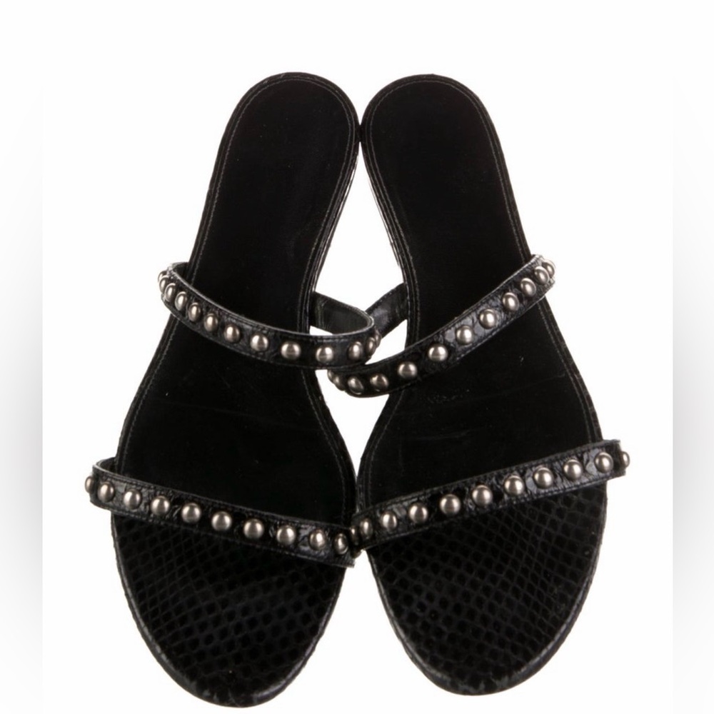 Yves Saint Laurent Black Sandals with Silver Studs